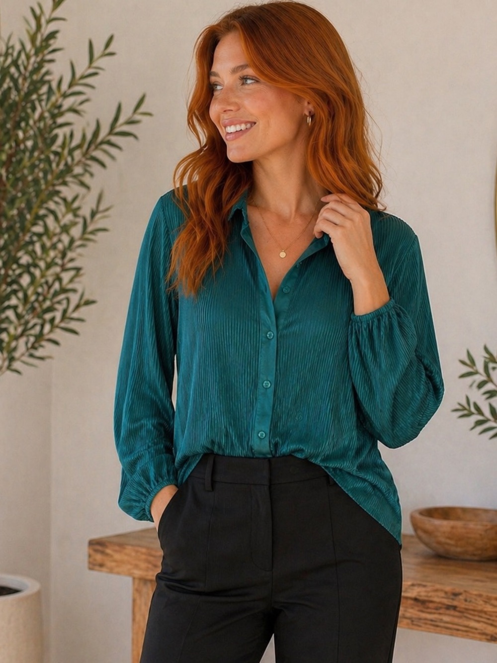 Ro & De Teal Button Down Shirt